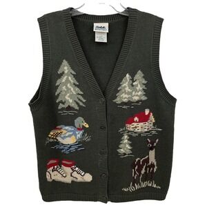 Vintage Northern Reflections Sweater Vest Size L Ramie Cotton Knit Cottage Core